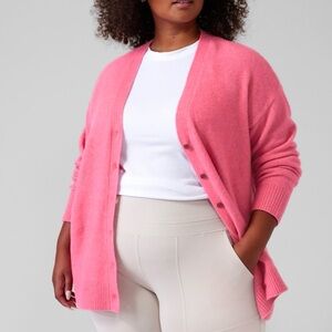 Athleta Westlake Wool Blend Cardigan in Dragonfruit Pink Size 2X